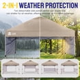 thumbnail image 5 of CROWN SHADES 10x10 Ez Pop Up Canopy Tent, Outdoor Sun Shade Shelter Canopy, One Push Setup with 2 Half Sidewalls, UPF50+, STO 'N Go Bag, Beige, 5 of 8