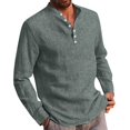 thumbnail image 4 of POINTERTECK Men Solid Round Neck Shirt Loose Long Sleeve Blouse, 4 of 4