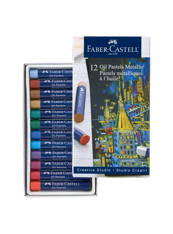 Faber-Castell 12 Count Metallic Oil Pastels- Adult Art Set for Artists of All Ability Levels