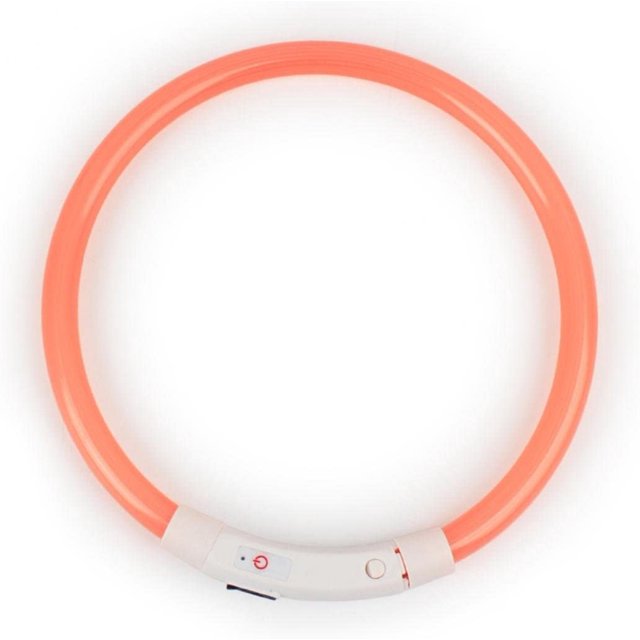 Rechargeable LED collar for dogs, flashing, glowing, with USB charging cable