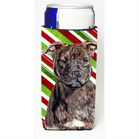 

Staffordshire Bull Terrier Staffie Candy Cane Christmas Michelob Ultra bottle sleeves Slim Cans 12 Oz.