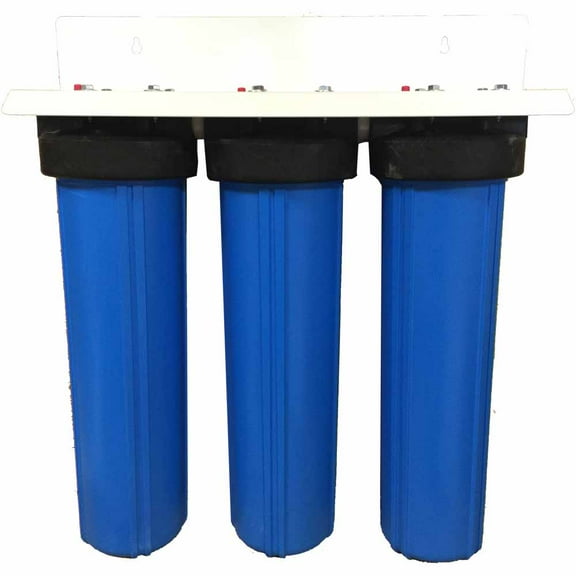 20-inch 3 Stage Big Blue Whole House Bone Char Carbon Filter for Low pH, Acidic Water, Fluoride, Radioactive Isotopes, Arsenic, Chlorine, Chemicals, and Odor Removal