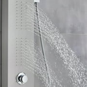 Stainless Steel LED Shower Panel Rain&Waterfall Tower Spa Massage Jets W/Spray