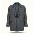 thumbnail image 6 of Afuyipoi Mens Blazer Knit Denim Patchwork Long Sleeve Single Button Pocket Jacket Dark Gray Size S, 6 of 7