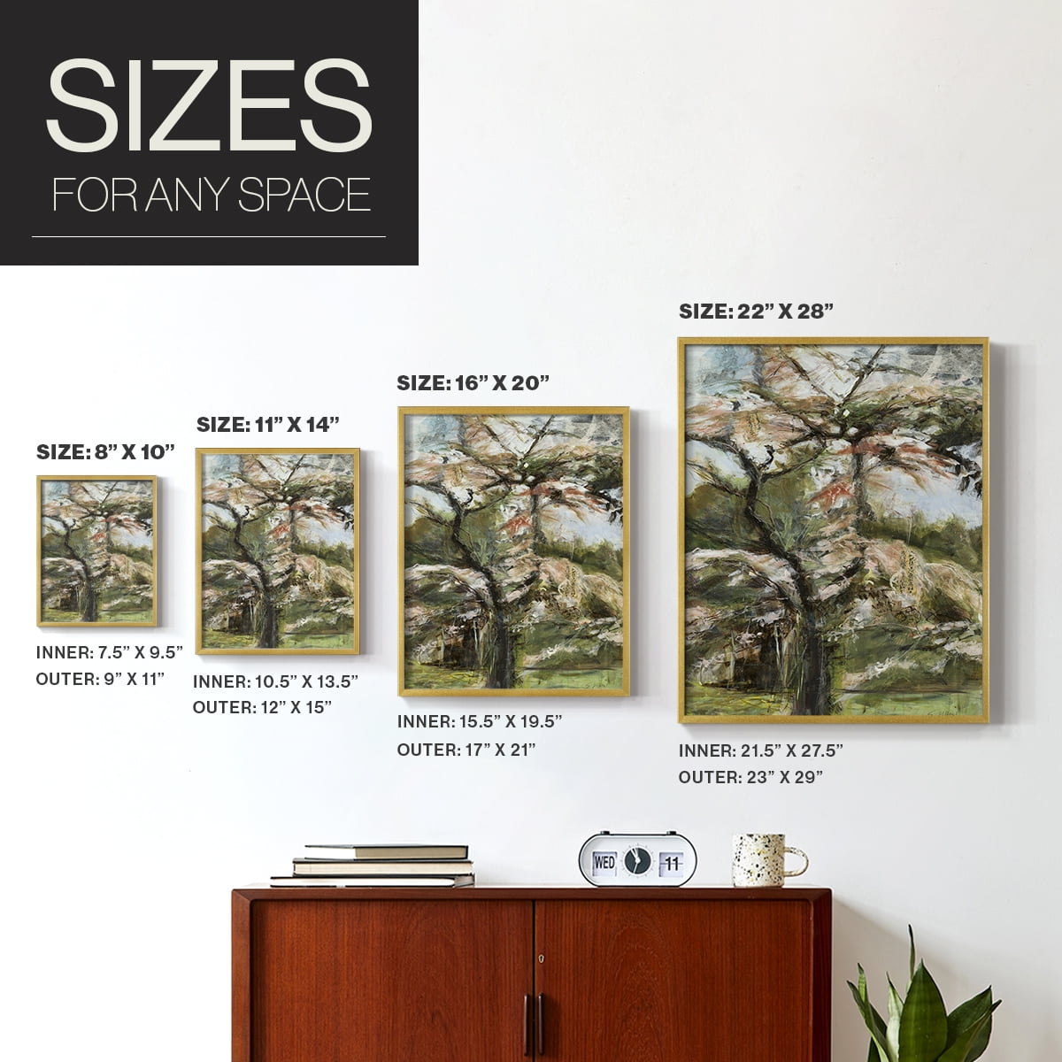 Haven Framed Print in Gold Solid Wood Framed Print No Nail Hanging