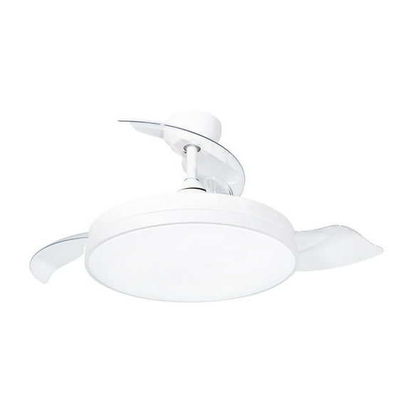 Ventilador De Techo Retráctil 42", Luz LED, Blanco Mate, 3 Aspas, 6 Velocidades