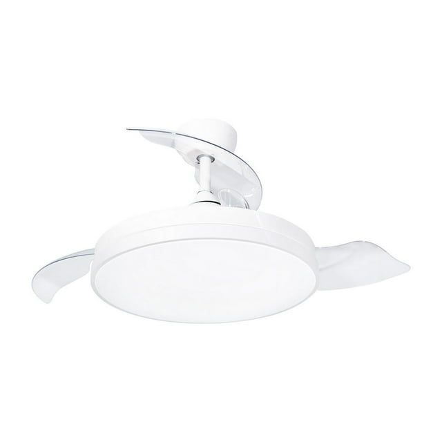 Ventilador De Techo Retráctil 42", Luz LED, Blanco Mate, 3 Aspas, 6 Velocidades