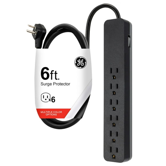 Cable de extensión Surge Protector GE de 6 salidas, 1080 julios y 6 pies