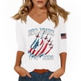 thumbnail image 2 of 250th Anniversary Shirts for Women 2026 - Patriotic 1776-2026 USA Flag V-Neck 3/4 Sleeve Graphic Tees - Vintage Distressed Pullover Tops White L, 2 of 4