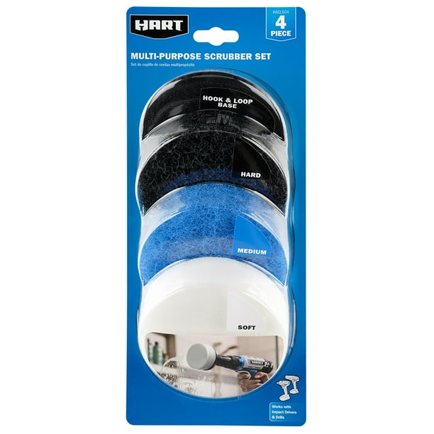 HART 4Piece MultiPurpose Scrubber Set, Soft, Medium, Hard