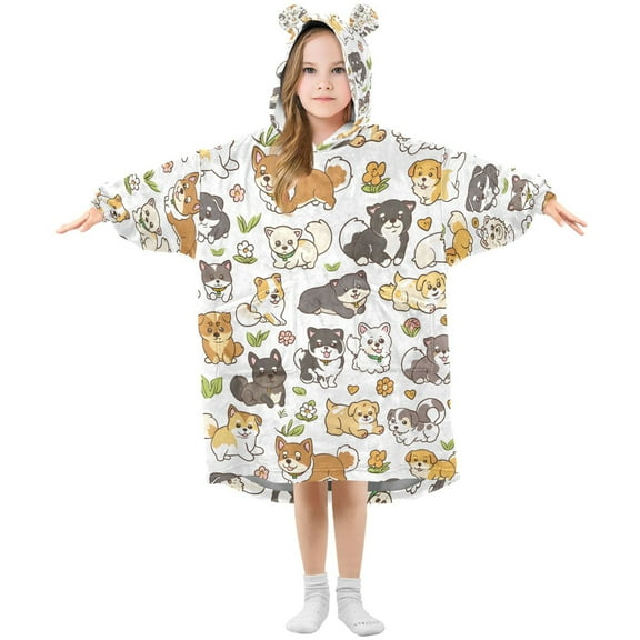 joogoo Wearable Blanket Hoodie for Cartoon Dogs Cute Oversized Sherpa Hooded 3-14 YR M