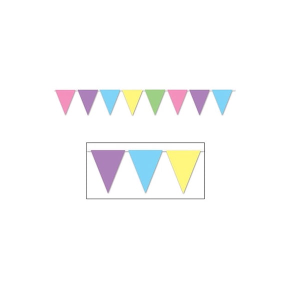 Pack of 12 All-Weather Pastel Pennant Decorative Easter Banners 12'