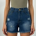 thumbnail image 3 of Wutalume Jeans for Women Denim Shorts Stretch Slim Fit Distressed, Ripped Jean Shorts for Summer Casual Wear with Edgy Style,Dark Blue L, 3 of 6