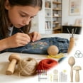 thumbnail image 2 of Egg Shape Wooden Knitting Kit 13 Color Threads Large Eye Needles for DIY Weaving Darning Jeans Socks Beginners, 2 of 8