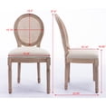 thumbnail image 7 of French Style Solid Wood Frame Antique Painting Linen Fabric Rattan Back Dining Chair, Set of 2, Cream 73190, 7 of 7