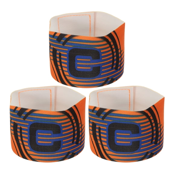 Uxcell 12.2x2.6" Soccer Captain C Armband, 3 Pack Nylon Unisex Elastic Band Adjustable for Youth Team Training, Orange