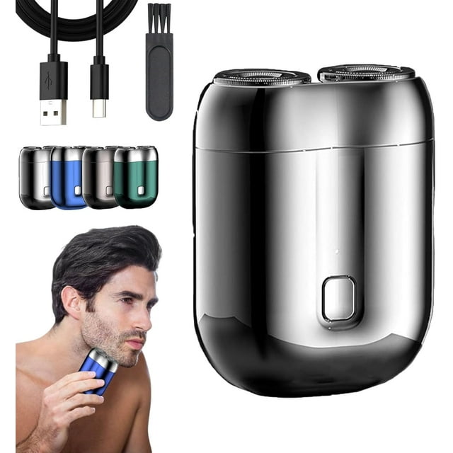Mini afeitadora portátil de doble cabezal, nuevo modelo de mini afeitadora eléctrica de doble cabezal, afeitadora eléctrica de bolsillo mejorada 2025, afeitadora eléctrica en seco y húmedo unisex