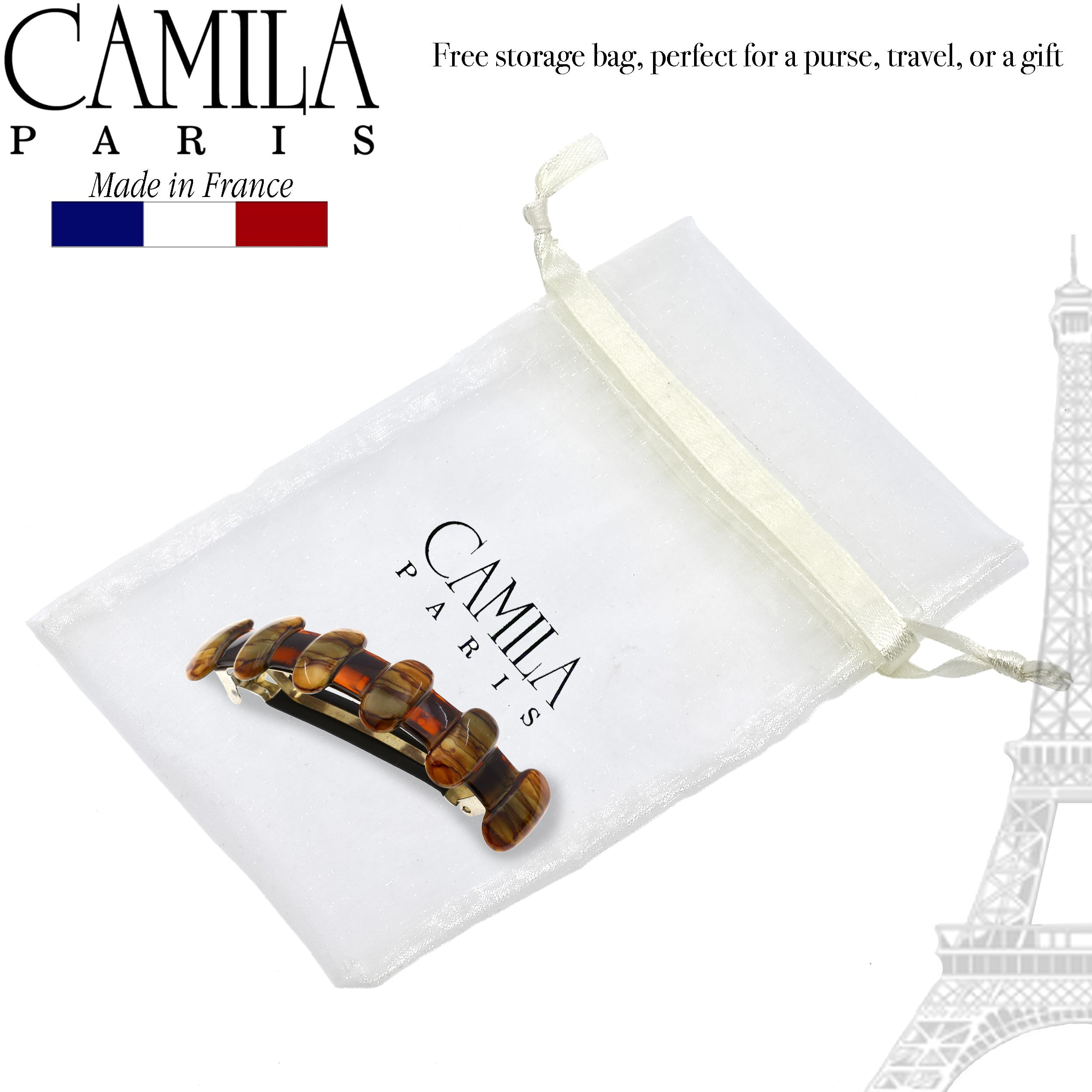 Camila Paris CP3305 French Hair Barrette Clip for Girls for Thick Curly Wavy Long Hair, Strong Hold Grip Hair Clips for Women, Automatic, No Slip Durable Styling Girls Hair Accessories, Made in France