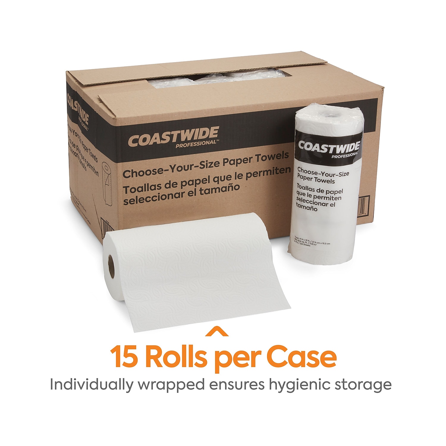 Staples Coastwide Professional Choose-Your-Size Paper Towels 2-Ply White 128 Sheets/Roll 15