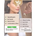 thumbnail image 6 of LUNVKY 3 Pairs 18K White Gold Plated Hoop Earrings for Women with S925 Sterling Silver Post CZ Huggie Hypoallergenic Stud Earring Sets Birthday Christmas Jewelry Gifts Teen Adult Stocking Stuffers, 6 of 6