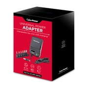 CyberPower CPUAC1U1300 - Universal Power Adapter, 1300mA, USB & Round-Pin Connectors, 7 Tips, Folding Plug