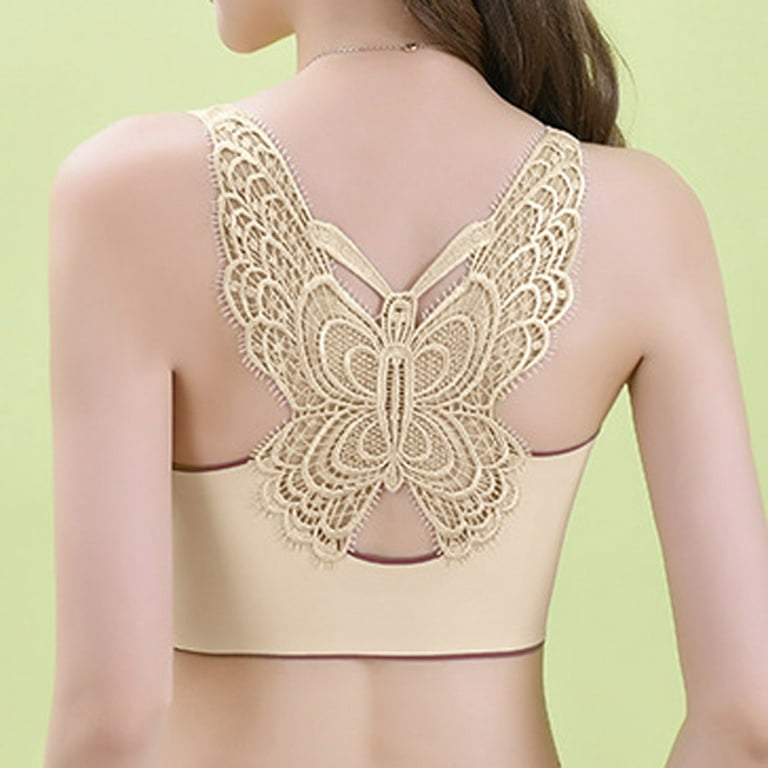 Spdoo Women Front-Button Beauty Back Butterfly No Underwire Bras