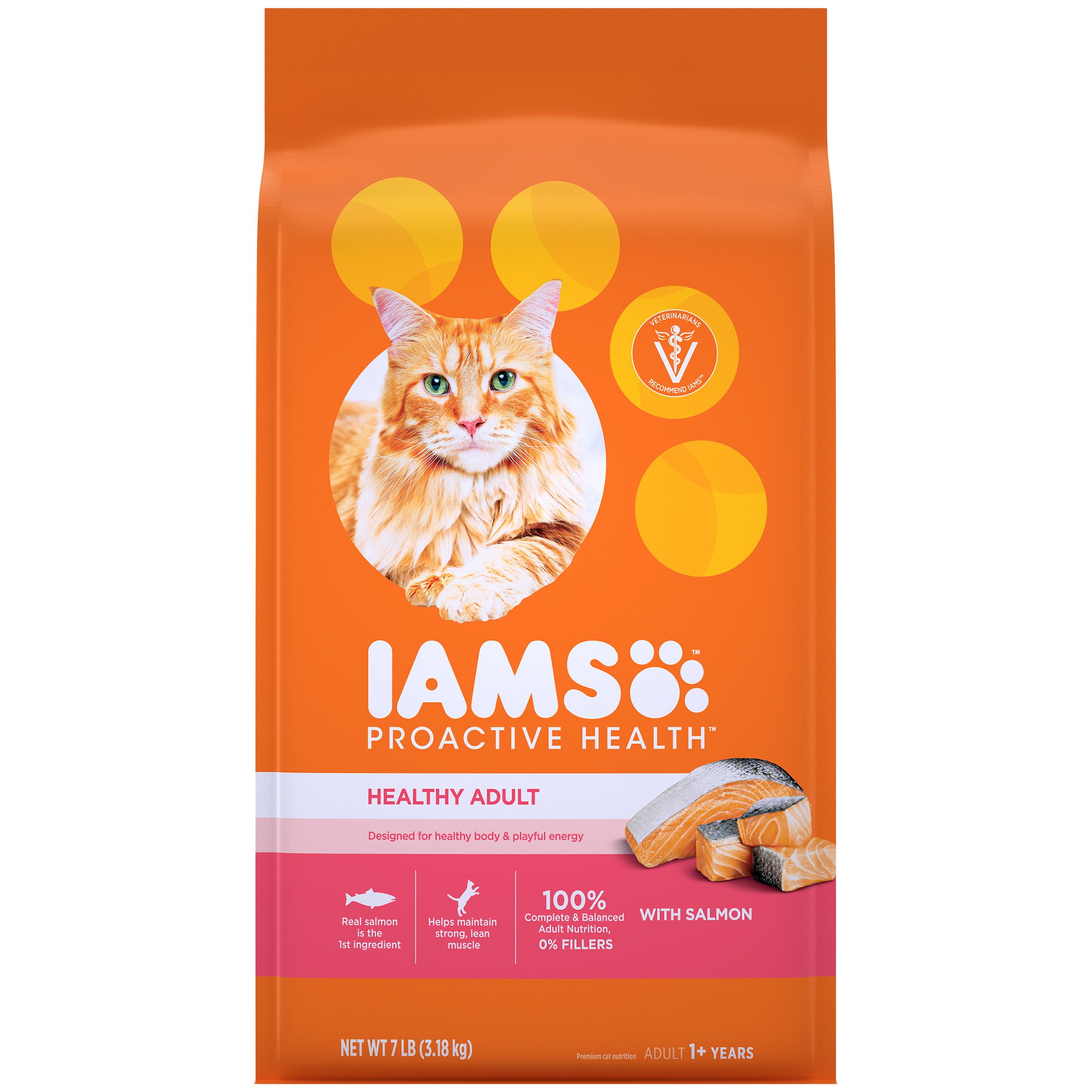 IAMS PROACTIVE HEALTH Healthy Adult Dry Cat Food with Salmon, 7 lb. Bag