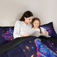thumbnail image 4 of Manfei Ombre Witch Hat Queen Comforter Set 3 Pieces, Happy Halloween Stars Print Comforter Sets Queen, Blue Purple Gold,Black Reversible,1 Comforter and 2 Pillowcases, 4 of 6