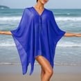 thumbnail image 3 of Fashion Solid Color Cover Up for Women Summer Loose Fit Flowy Sun Pullover Scarf Style Swimwear Swimwear Cover Up(Blue.), 3 of 5