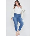 thumbnail image 2 of Women's Plus Size Essential Seamed Waistband Frayed Ankle Jeans, 2 of 11