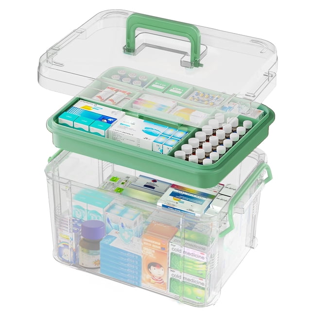 Caja organizadora de medicamentos ANYPROLUS 15QT transparente con asa