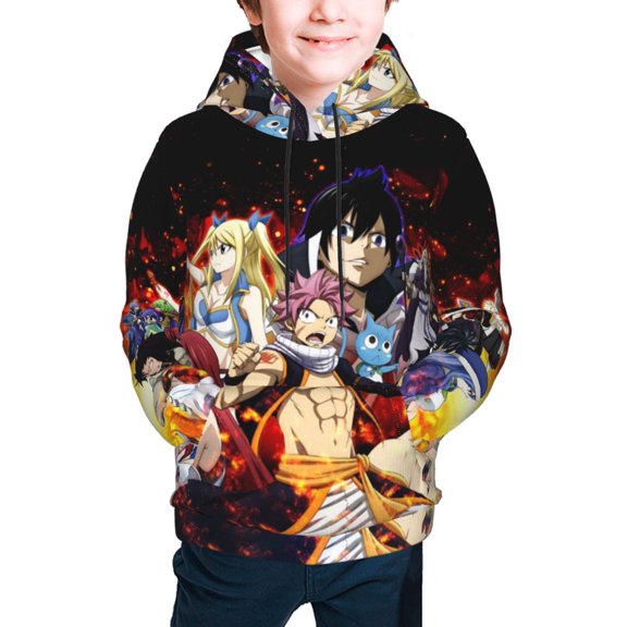 Fairy Tail Kids' Hoodie 3D Print Sweatshirt Soft Pullover Hooded with Big Pockets Fans Gifts for Boys or Girls Small