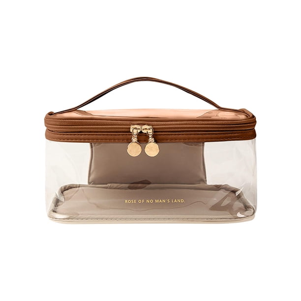 Bolsa de cosméticos transparente de gran capacidad para guardar cosméticos, lápiz labial, color puro, bolsa de aseo portátil avanzada