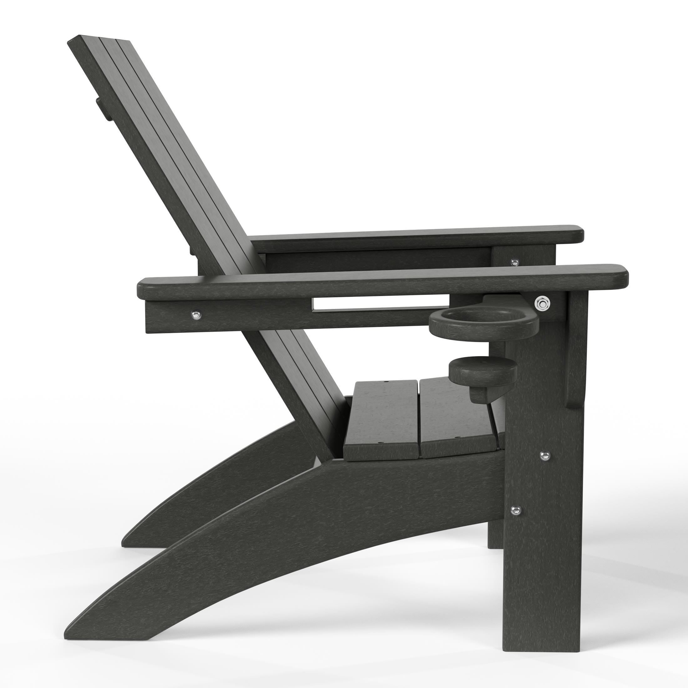 WestinTrends Ashore 3-Piece Kids HDPE Modern Adirondack Chairs Set with Square Side Table and Cup Holders, Gray
