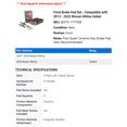 thumbnail image 2 of Front Brake Pad Set - Compatible with 2013 - 2023 Nissan Altima Sedan 2014 2015 2016 2017 2018 2019 2020 2021 2022, 2 of 2