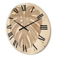 thumbnail image 3 of Designart 'Beige Ivory Pastel Monstera Heart Shaped Tropical Leaf' Traditional Wood Wall Clock, 3 of 5