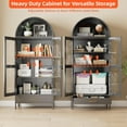 thumbnail image 6 of 72.83''H Black Arched Display Cabinet with Glass Doors,Metal Bookcase with 1 Drawer for Home Office, Assembly Required,Black, 6 of 9