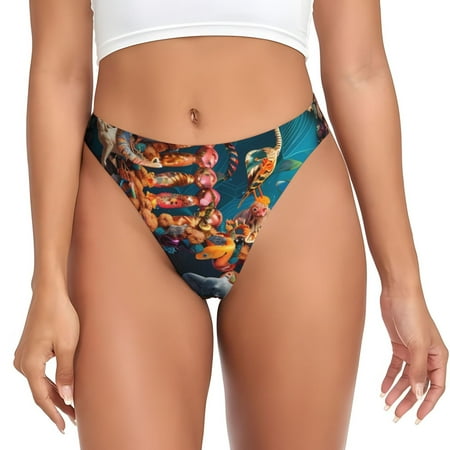 Qokaie Whimsical Animal Spiral Printed Women s Cotton Thong Underwear  Sexy Breathable Panties G-string-XX-Large