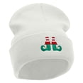 thumbnail image 4 of Elf Shoes Embroidered 12 Inch Long Knitted Beanie - White OSFM, 4 of 5