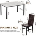 thumbnail image 3 of LinkRomat Dining Table Set for 4, Faux Marble Dining Room Table, Kitchen Table Set with 4 PU Leather Upholstered Chairs for Kitchen, Dining (Brown), 3 of 5