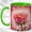 Green, variant on Single Pink Rose Accent Mug, 11oz Ceramic Coffee Cup for Rose Lovers