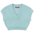 thumbnail image 4 of Socal Look Women's Sleeveless V-Neck Sweater Top in Stretchable Viscose Blend Aqua Sky, L, 4 of 4