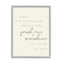 Stupell Industries Fresh Air & Sunshine Comforting Cursive Typography Graphic Art Gray Framed Art Print Wall Art, Design by Daphne Polselli