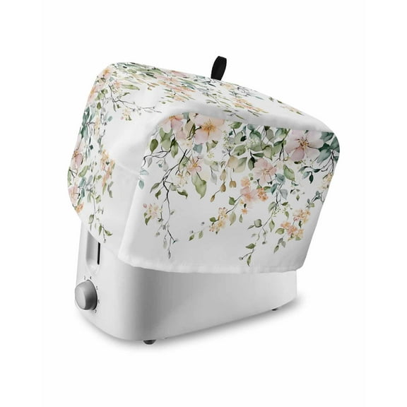 Fsddascl Green Eucalyptus Leaves Toaster Cover 4 Slice, Large Kitchen Appliance Covers, Spring Floral Rustic Botanical Toaster Oven Cover with Loop, Bread Machine Cover Polyester Dust Cover