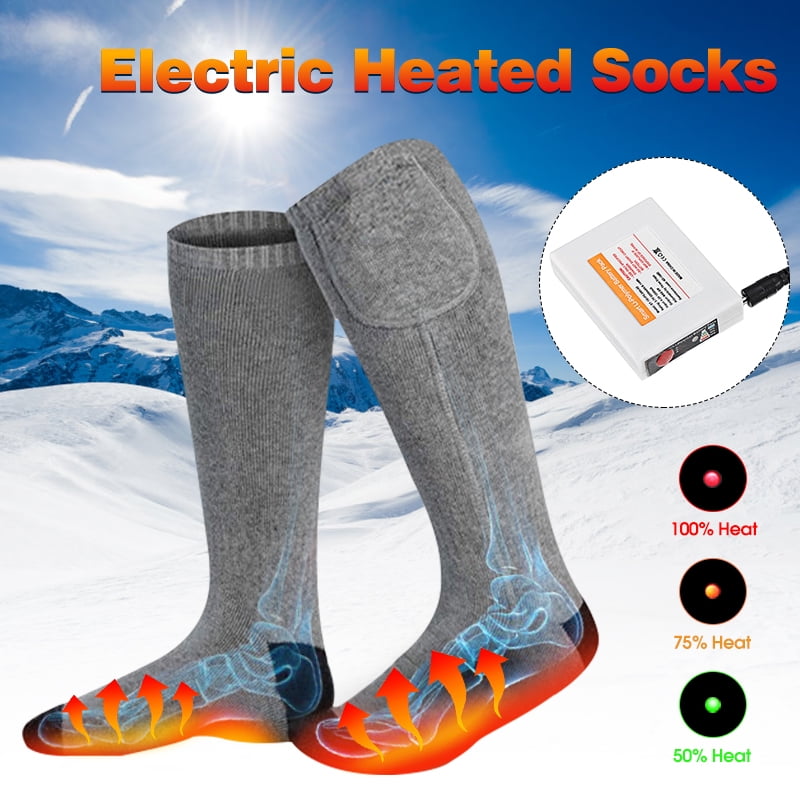 Men Women Heated Socks Thickened Soft Outdoor USB Rechargeable Solid Winter Warm 
