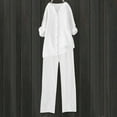 thumbnail image 4 of ZAZYULZ Women Suits Women's Solid Color Fashionable Casual Cotton And Linen Pocket Long Sleeved Shirt Tie Up Long Pants Set(White,Xxxxl), 4 of 4