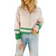 thumbnail image 1 of VISgogo Mujer Otoño Invierno Jersey de Punto Manga Larga Solapa Cremallera Patchwork Sudadera VISgogo moda, 1 of 9