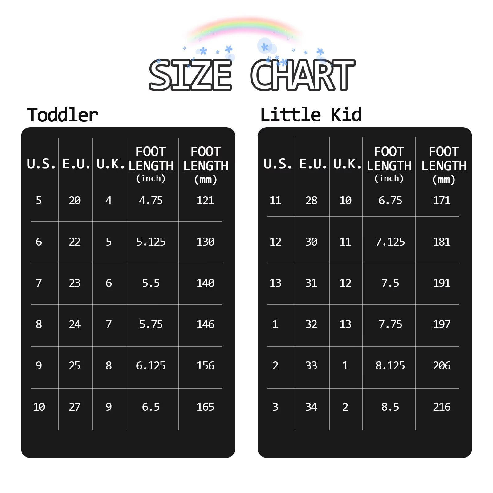 EUXTERPA Toddler Kids Waterproof Rain Boots Boys Girls Black Boots with Handles Big Kid Size 2