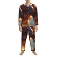 thumbnail image 3 of Picia Ferocious Dragon Fury Pattern Men’s Long-Sleeve Sleepwear Set - Soft 2-Piece Loungewear with Pockets, Comfy PJs for Relaxing Nights-Small, 3 of 7