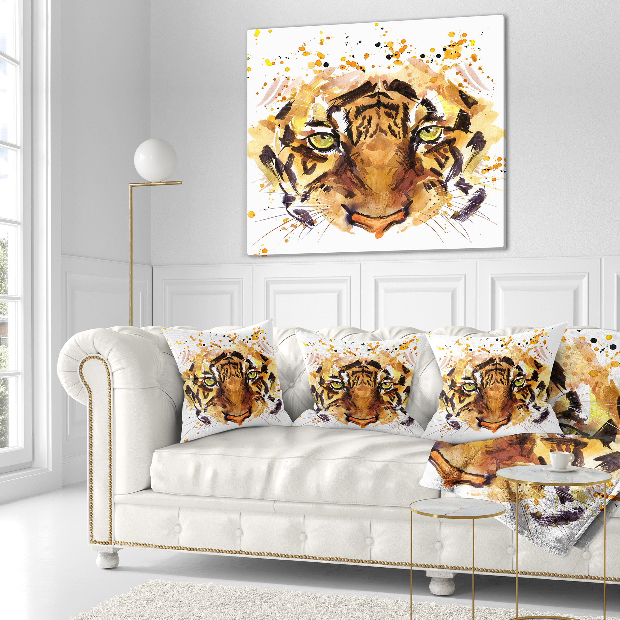 Designart Eyes with Fire - Animal Throw Pillow - 18x18
